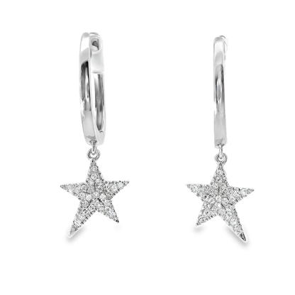 0.18CT Diamond 14k White Gold Star Earring