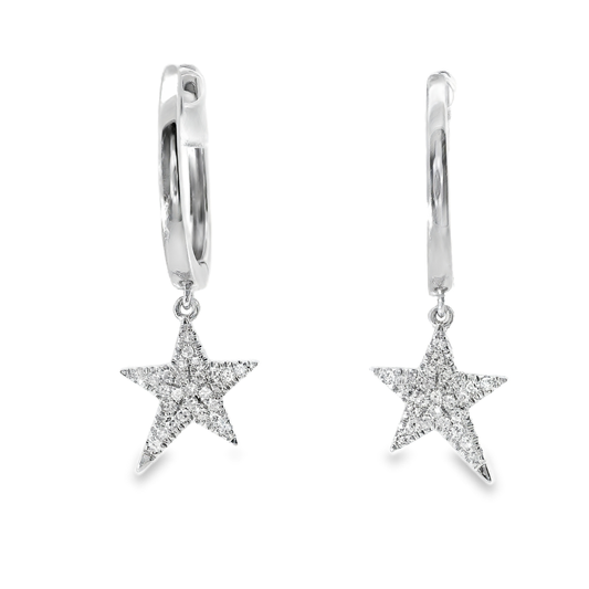 0.18CT Diamond 14k White Gold Star Earring