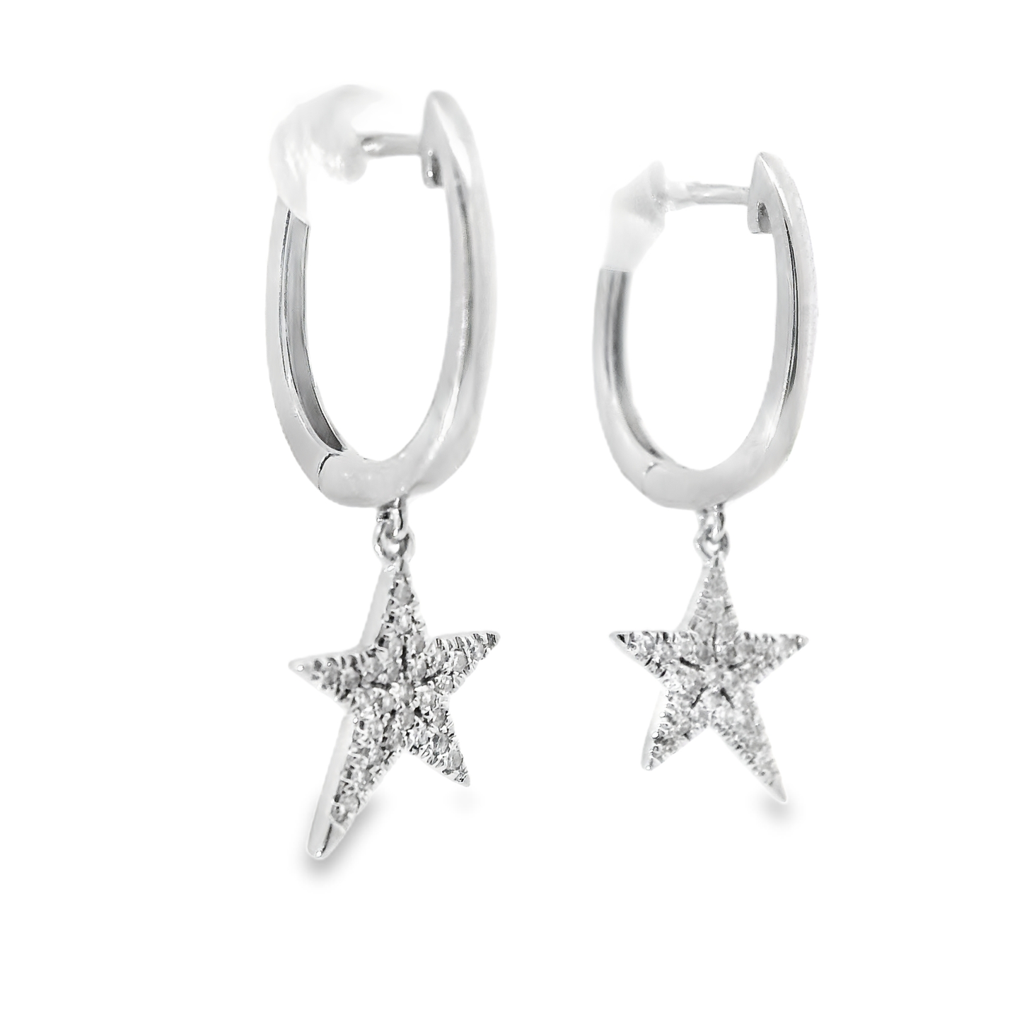 0.18CT Diamond 14k White Gold Star Earring