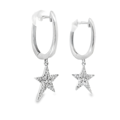 0.18CT Diamond 14k White Gold Star Earring