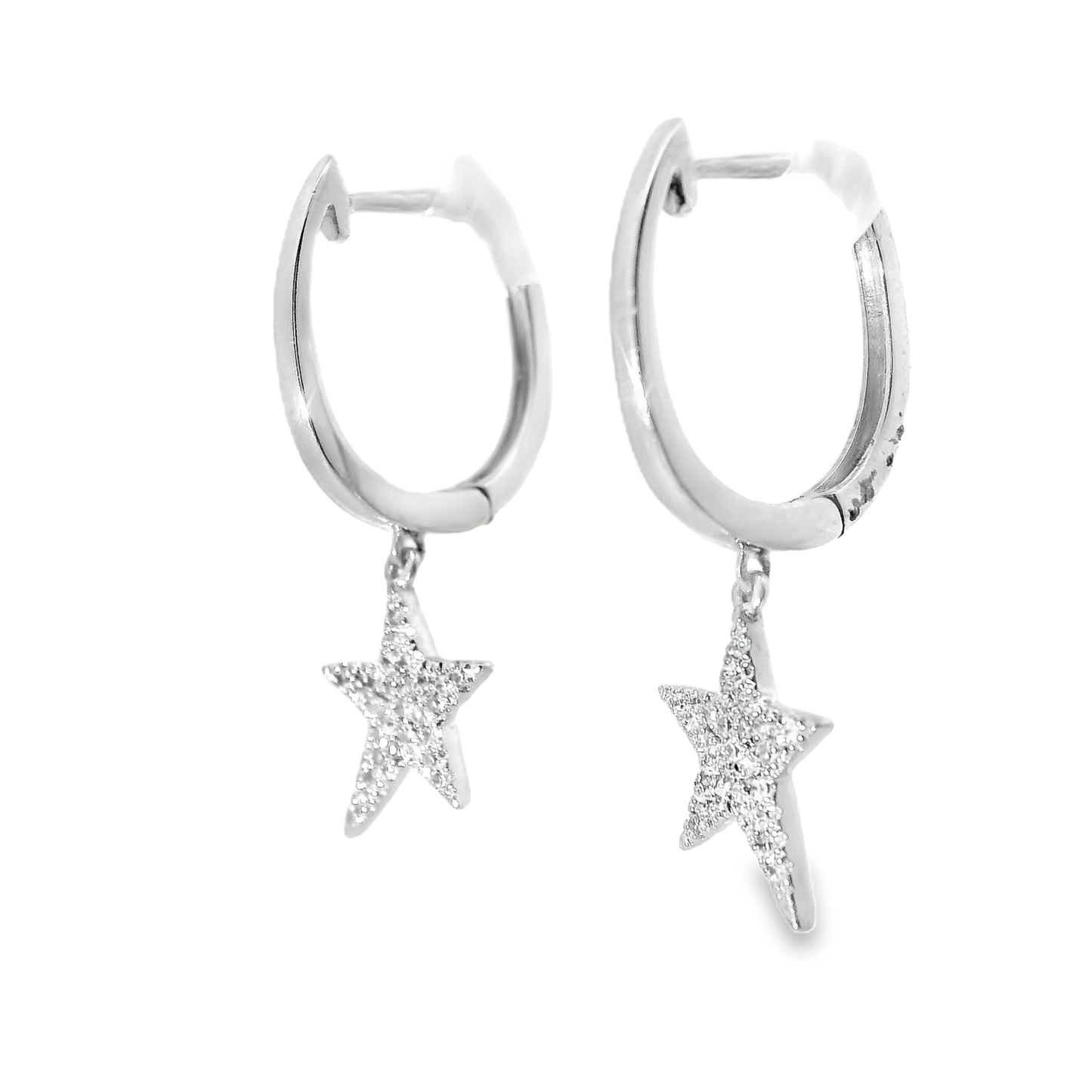 0.18CT Diamond 14k White Gold Star Earring
