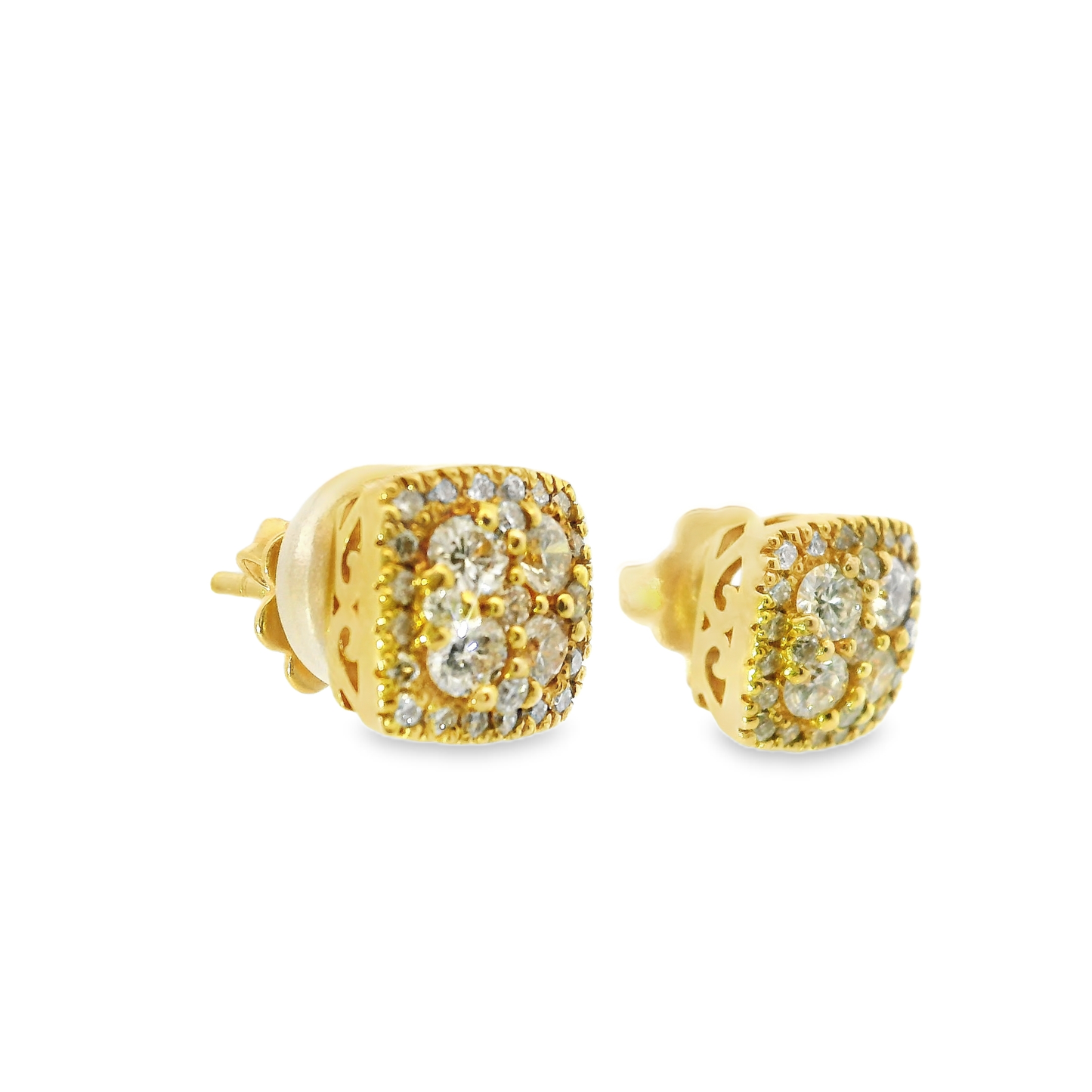 1.06CT Diamond 18k Yellow Gold Earring