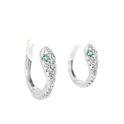 0.33CT Diamond 0.08CT Emerald 18k White Gold Earring