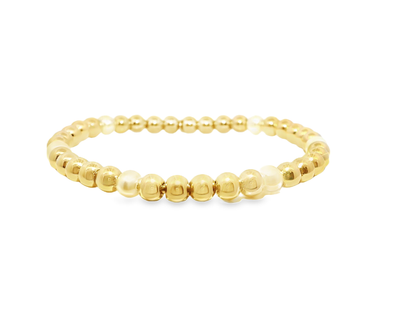 Plain Beaded with Perla 14k Yellow Gold Bangle