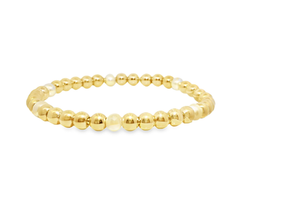 Plain Beaded with Perla 14k Yellow Gold Bangle