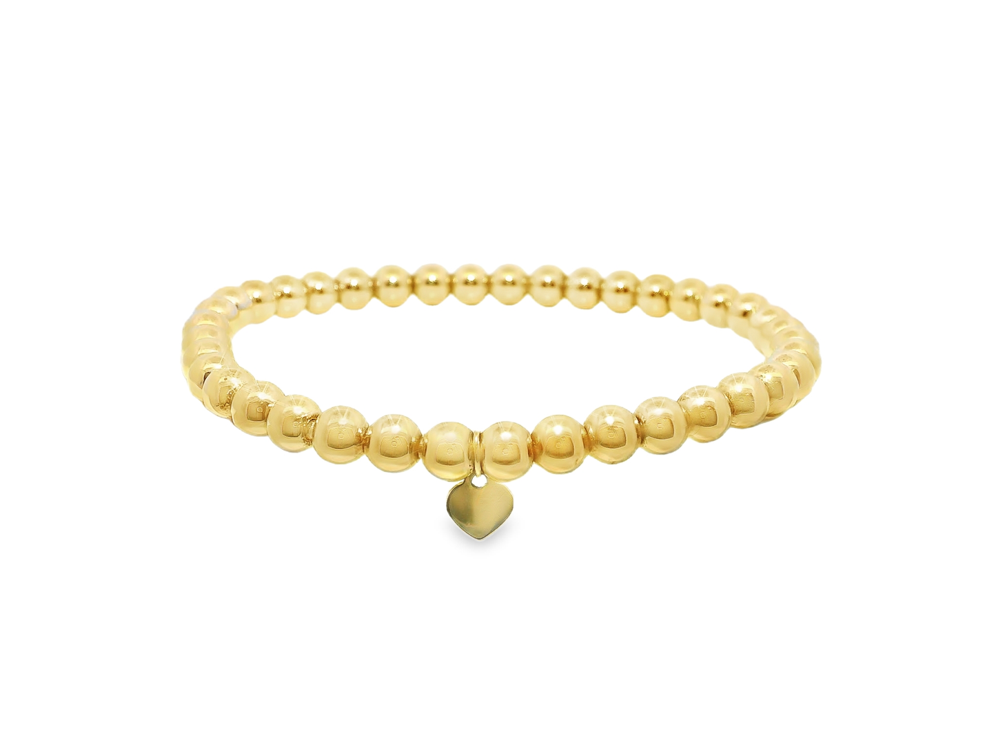 Plain Beaded 14k Yellow Gold Bangle