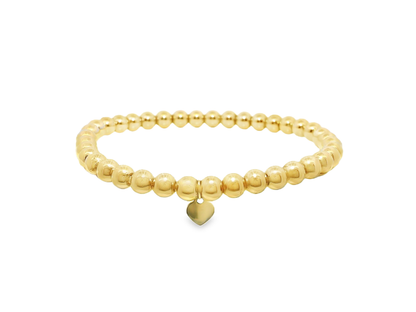 Plain Beaded 14k Yellow Gold Bangle