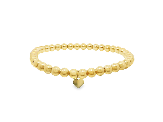 Plain Beaded 14k Yellow Gold Bangle