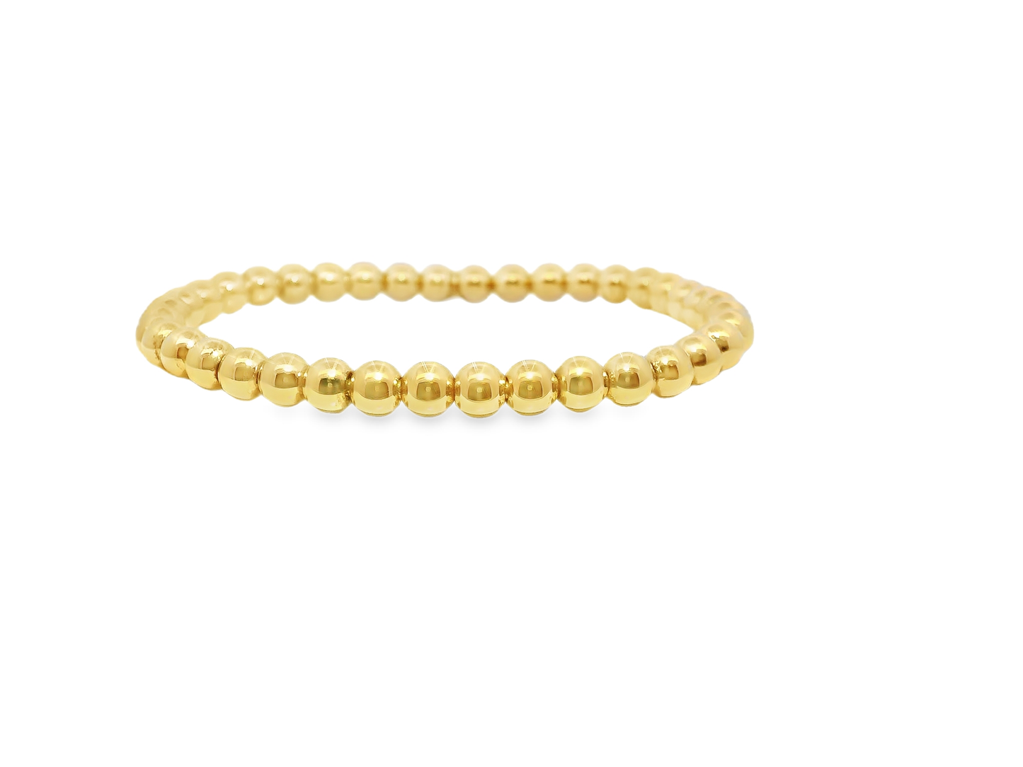 Plain Beaded 14k Yellow Gold Bangle