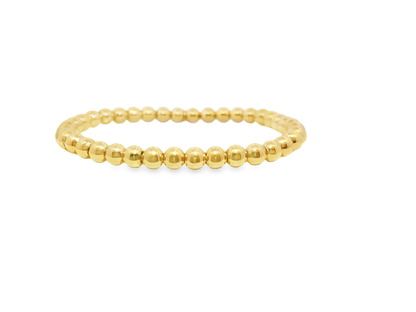 Plain Beaded 14k Yellow Gold Bangle