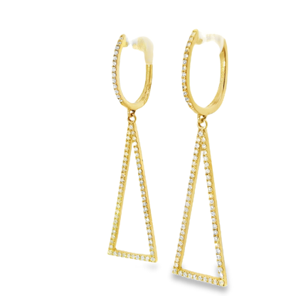 0.42CT  Diamond  14k Yellow Gold Earring