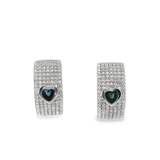 0.83CT Diamond with Blue Sapphire 14k White Gold Earring