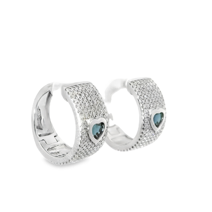 0.83CT Diamond with Blue Sapphire 14k White Gold Earring