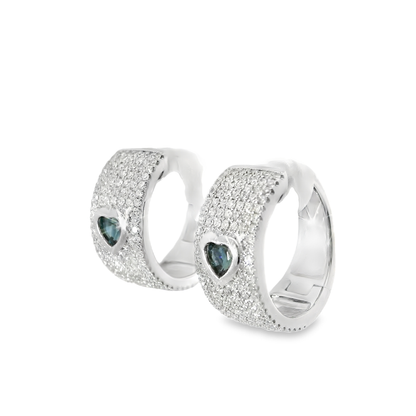 0.83CT Diamond with Blue Sapphire 14k White Gold Earring