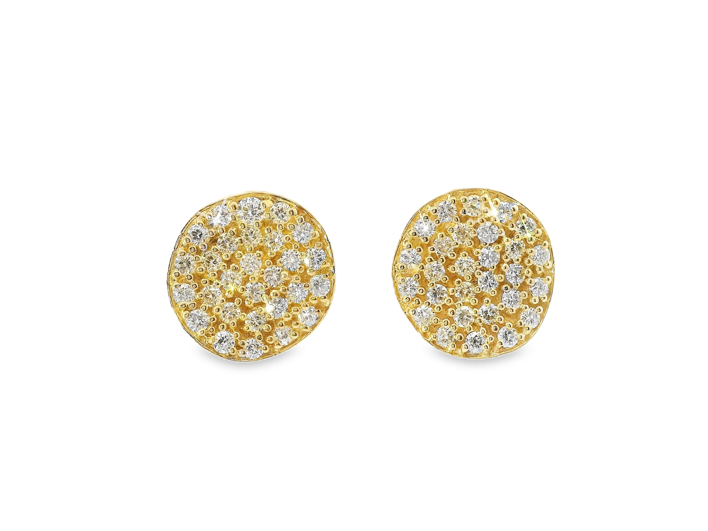 1.22CT Diamond Chip  14k Yellow Gold Earring