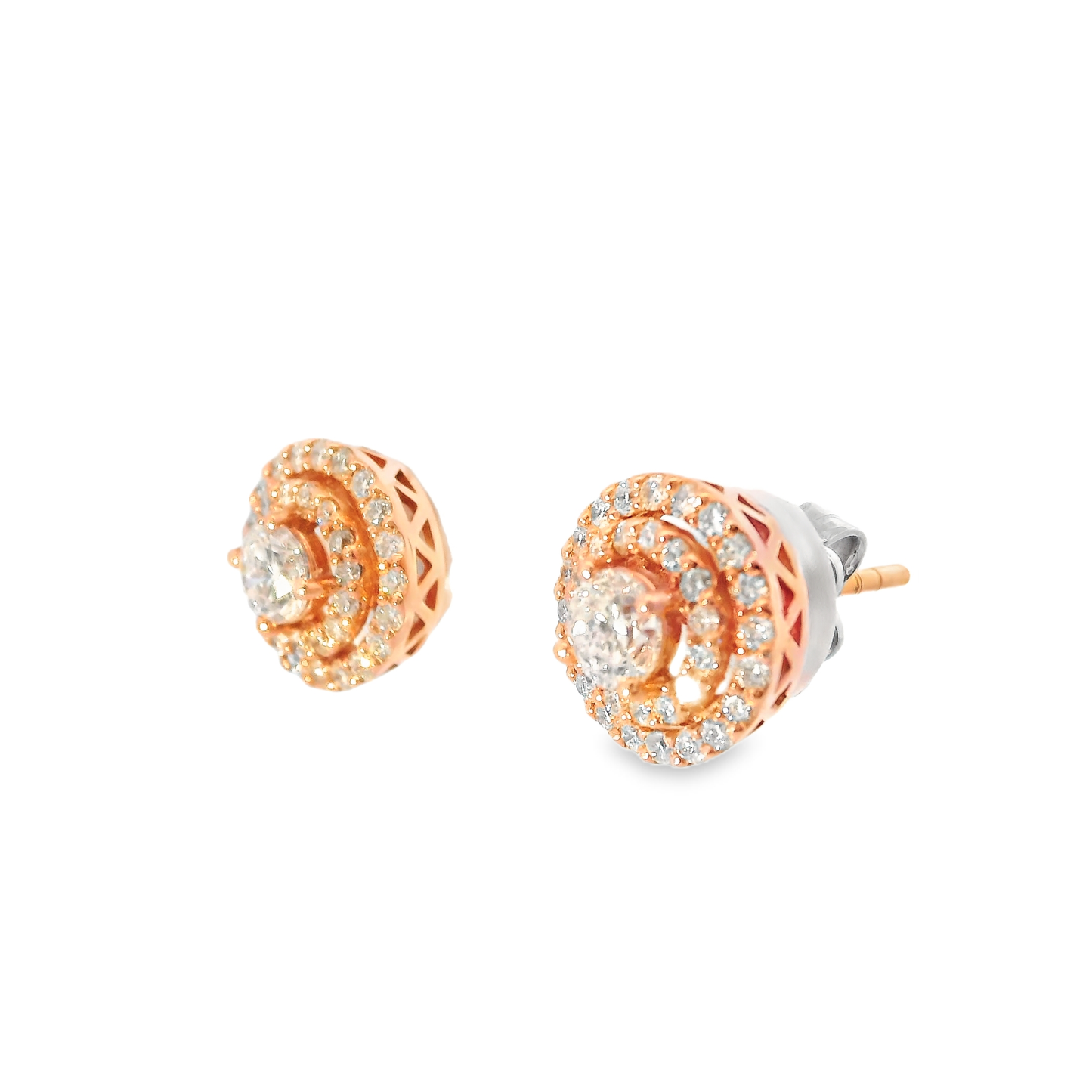 1.00CT Diamond 14k Rose Gold Earring