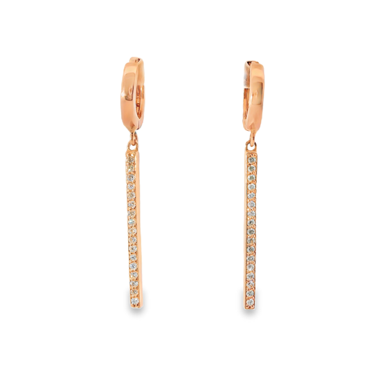 0.24CT Diamond Bar 14k Rose Gold Earring
