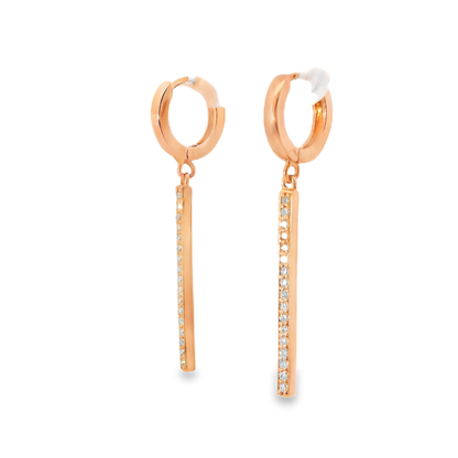 0.24CT Diamond Bar 14k Rose Gold Earring