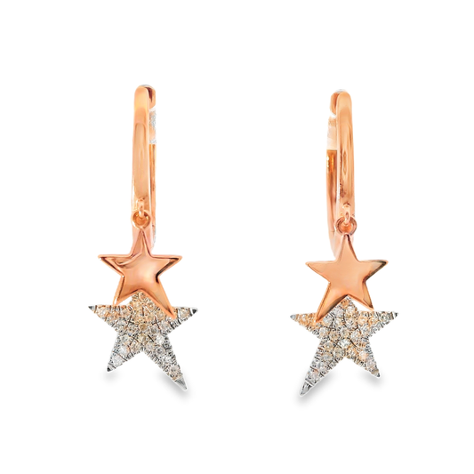 0.18Ct Diamond 14k Rose Gold Star Earring