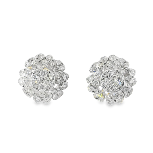 1.28CT Diamond 14k White Gold Earring