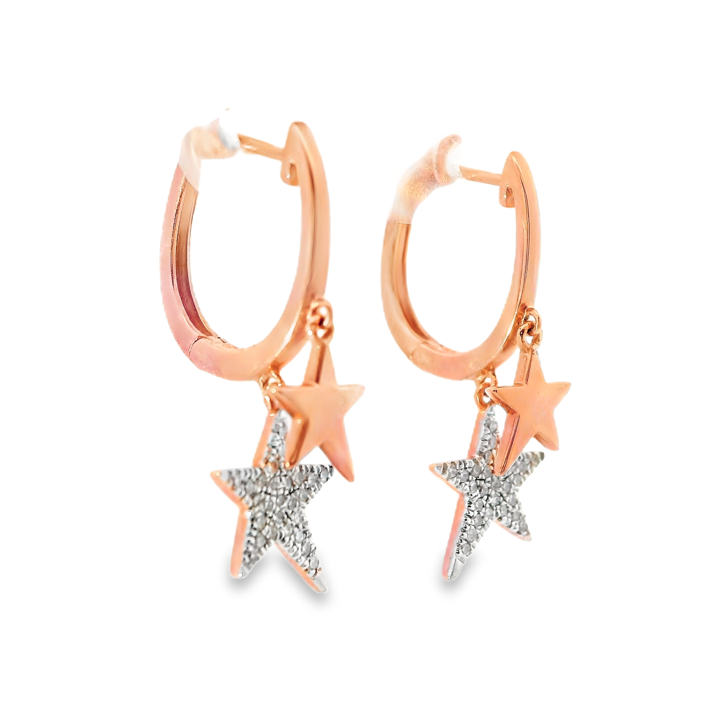 0.18Ct Diamond 14k Rose Gold Star Earring