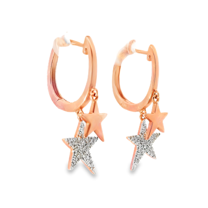 0.18Ct Diamond 14k Rose Gold Star Earring