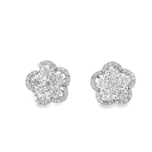 1.57CT Diamond 14k White Gold Earring