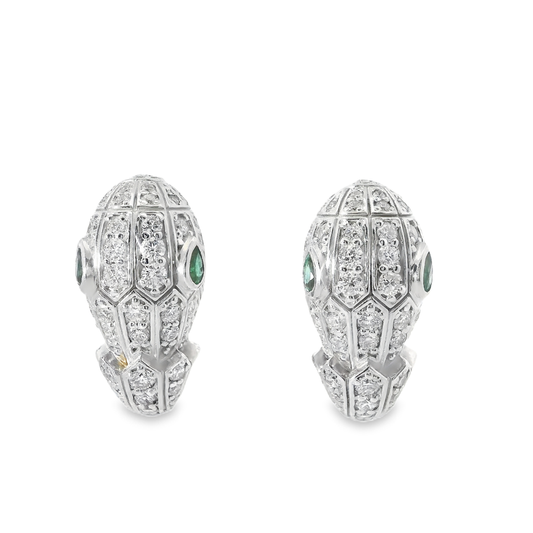 1.41CT Diamond with Emerald 18k White Gold Earring