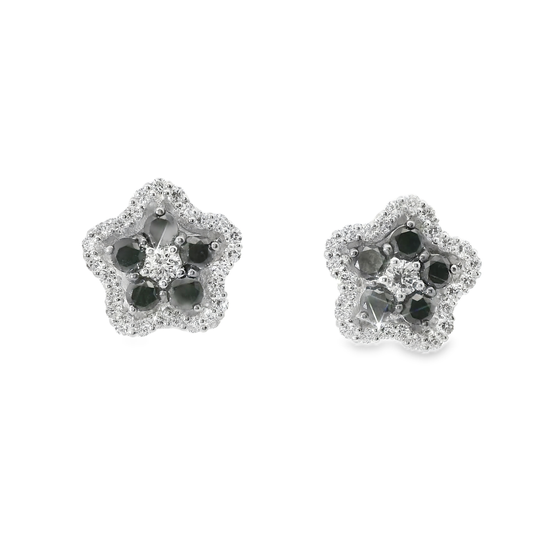 0.50CT Diamond 0.70CT Black Diamond  14k White Gold Earring