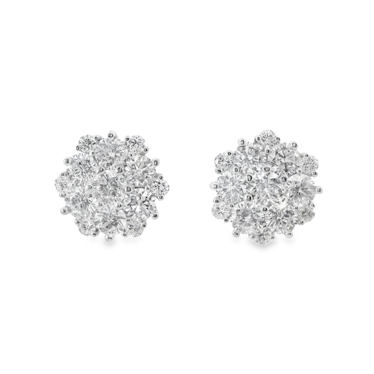3.16CT Diamond  14k White Gold Earring