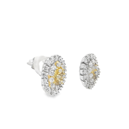 1.23CT Diamond  14k Yellow Gold Earring