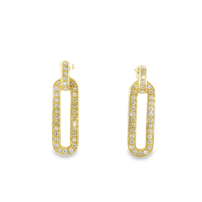 0.37CT Diamond with Pink Enamel 14k Yellow Gold Earring