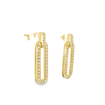 0.37CT Diamond with Pink Enamel 14k Yellow Gold Earring