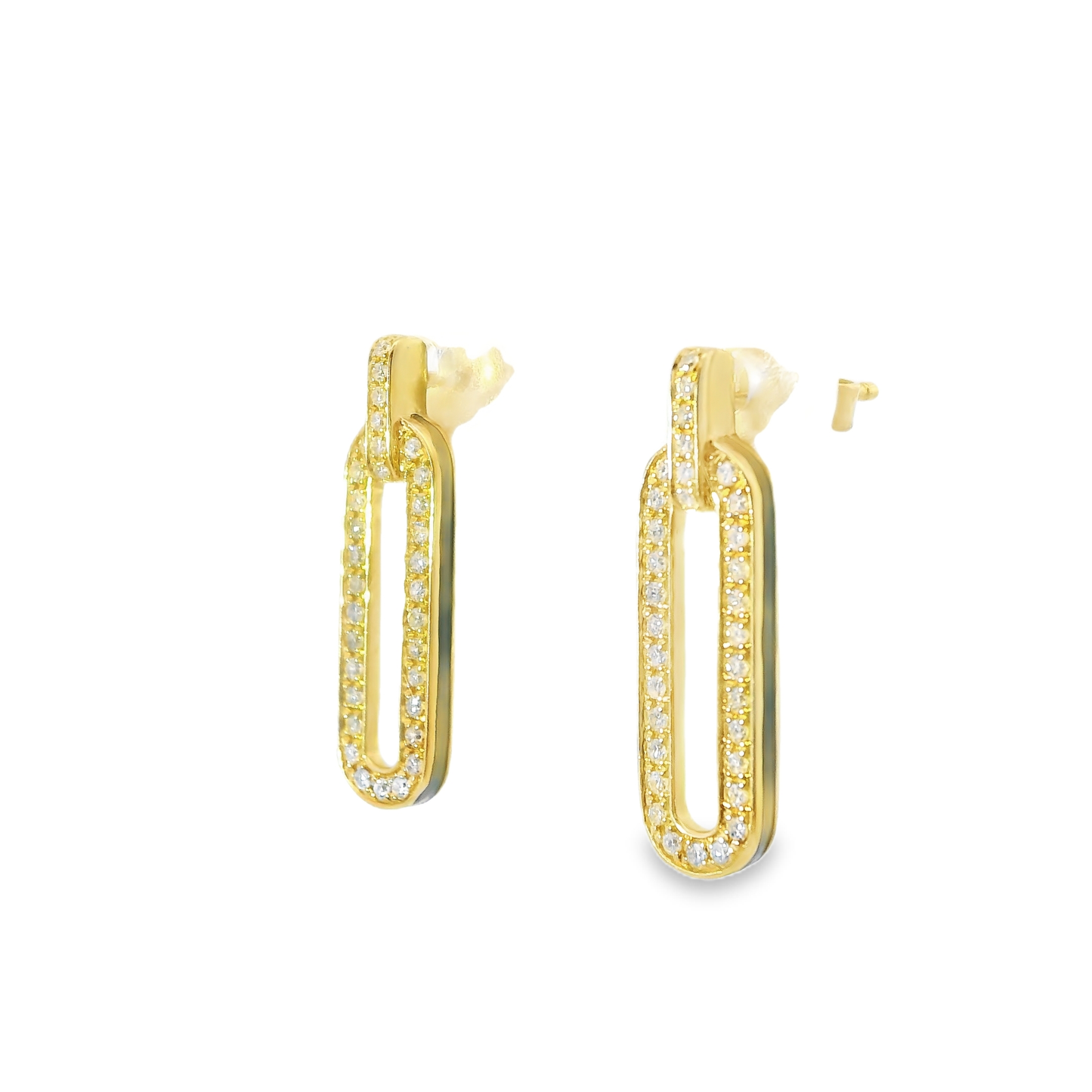 0.37CT Diamond with Pink Enamel 14k Yellow Gold Earring