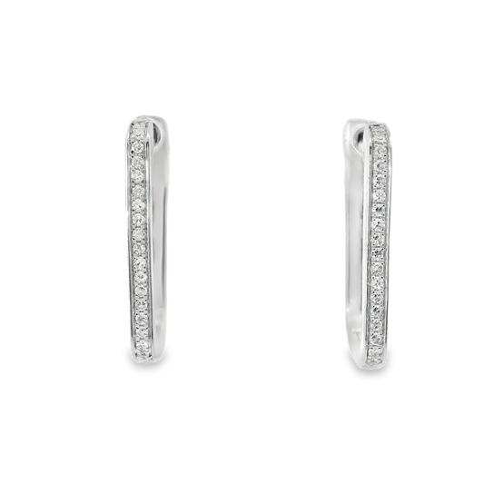 0.16CT Diamond with Turquoise Enamel 14k White Gold Earring