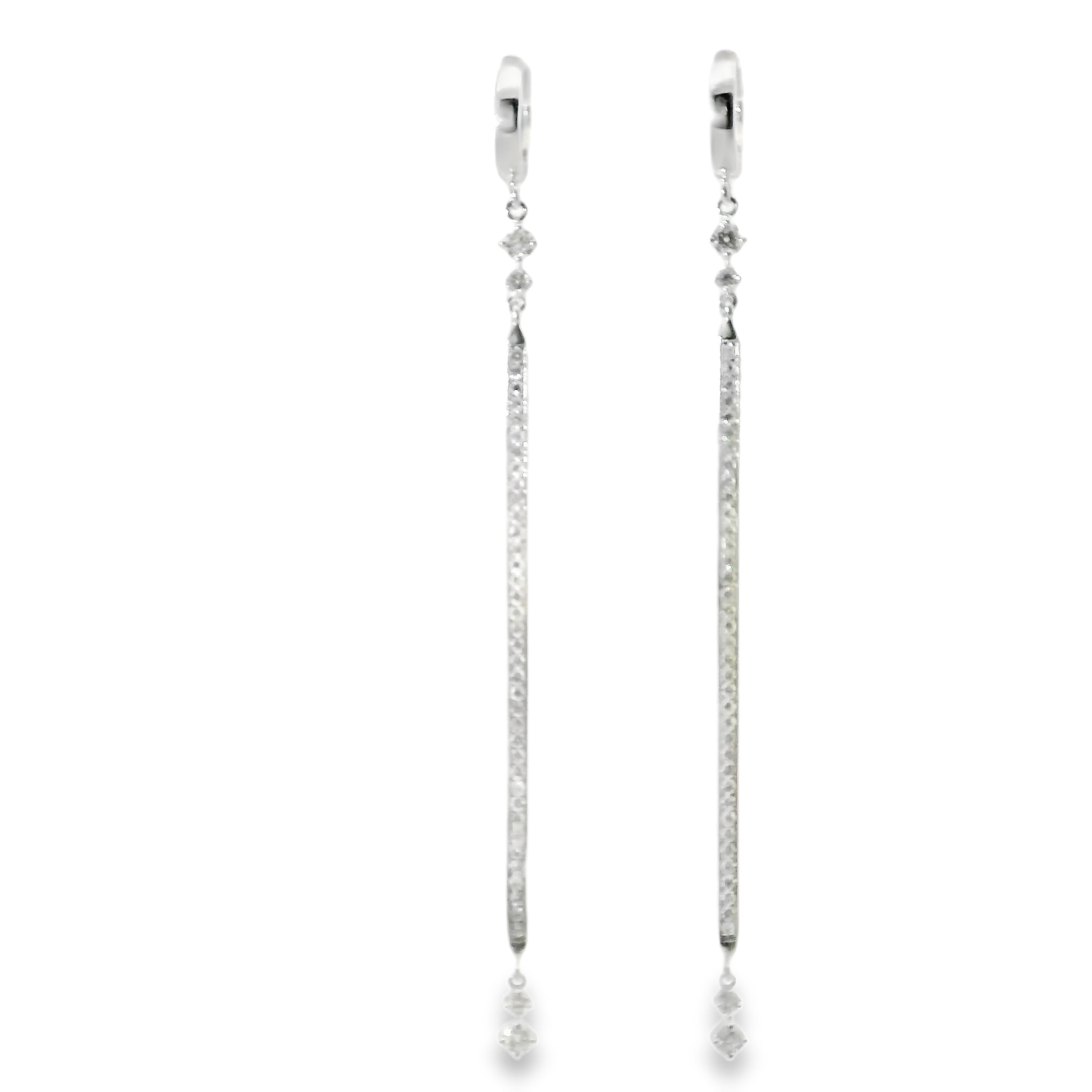 0.74CT Diamond Bar Earring 14k White Gold