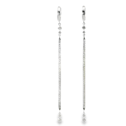 0.74CT Diamond Bar Earring 14k White Gold