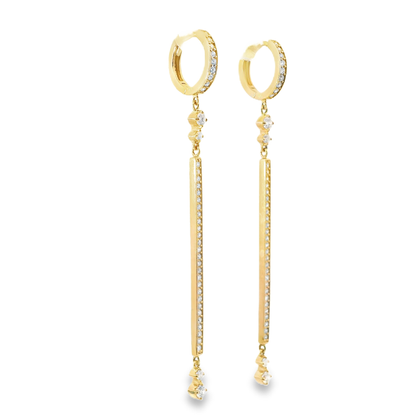 0.95CT Diamond Bar Earring 14k Rose Gold