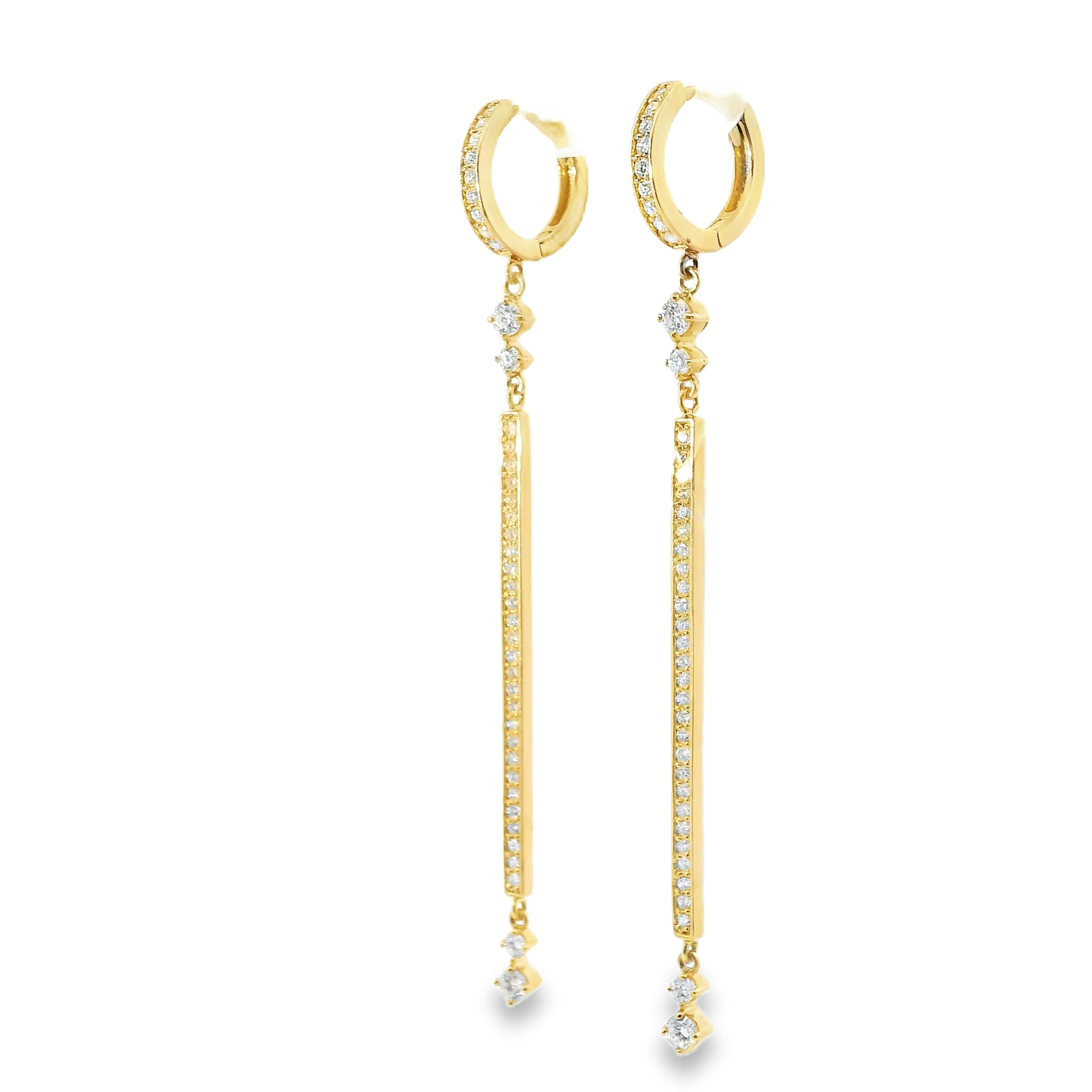 0.95CT Diamond Bar Earring 14k Rose Gold