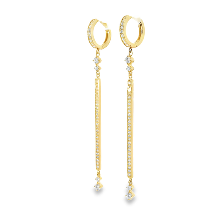 0.95CT Diamond Bar Earring 14k Rose Gold