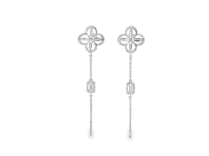 0.96CT Diamond Earring 14k White Gold