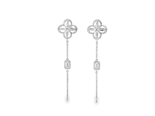 0.96CT Diamond Earring 14k White Gold