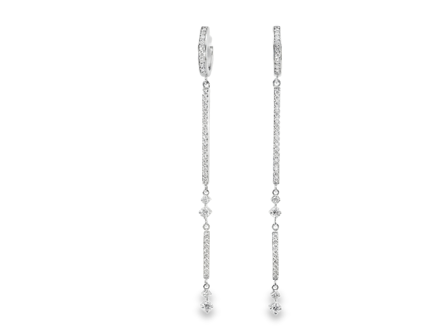 0.83CT Diamond Bar Earring 14k Gold