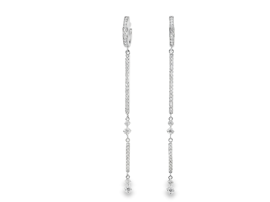0.83CT Diamond Bar Earring 14k Gold