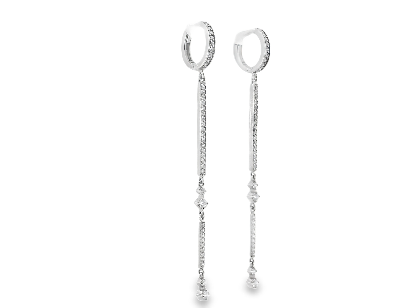 0.83CT Diamond Bar Earring 14k Gold