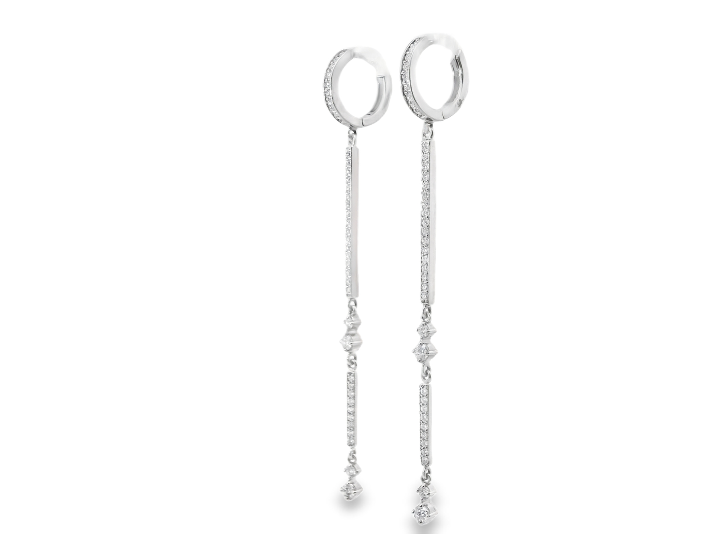0.83CT Diamond Bar Earring 14k Gold