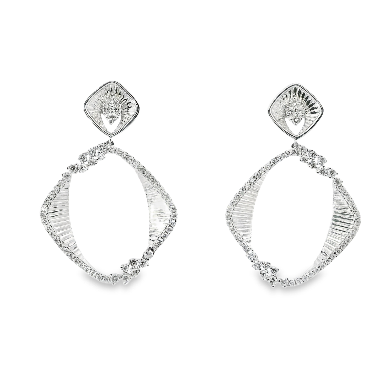 1.37CT Diamond Earrings 14k White Gold