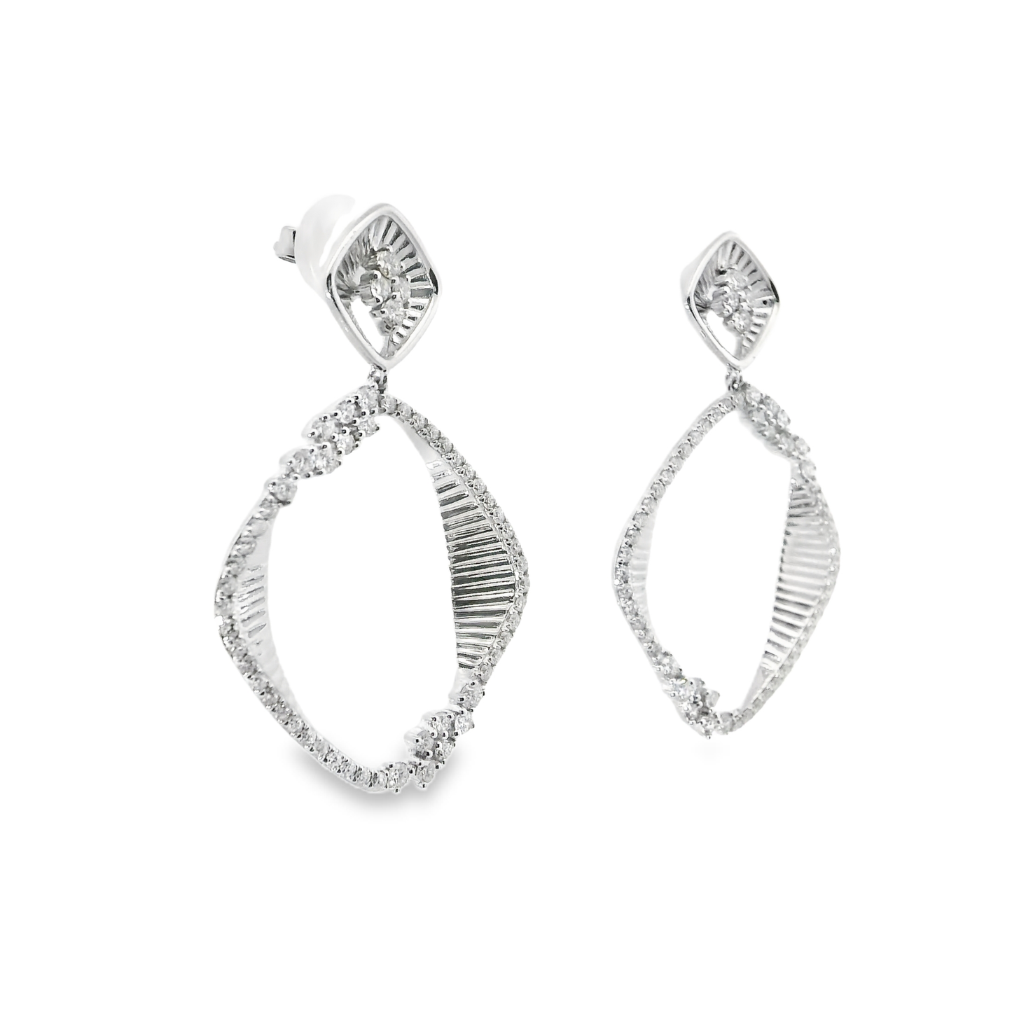 1.37CT Diamond Earrings 14k White Gold