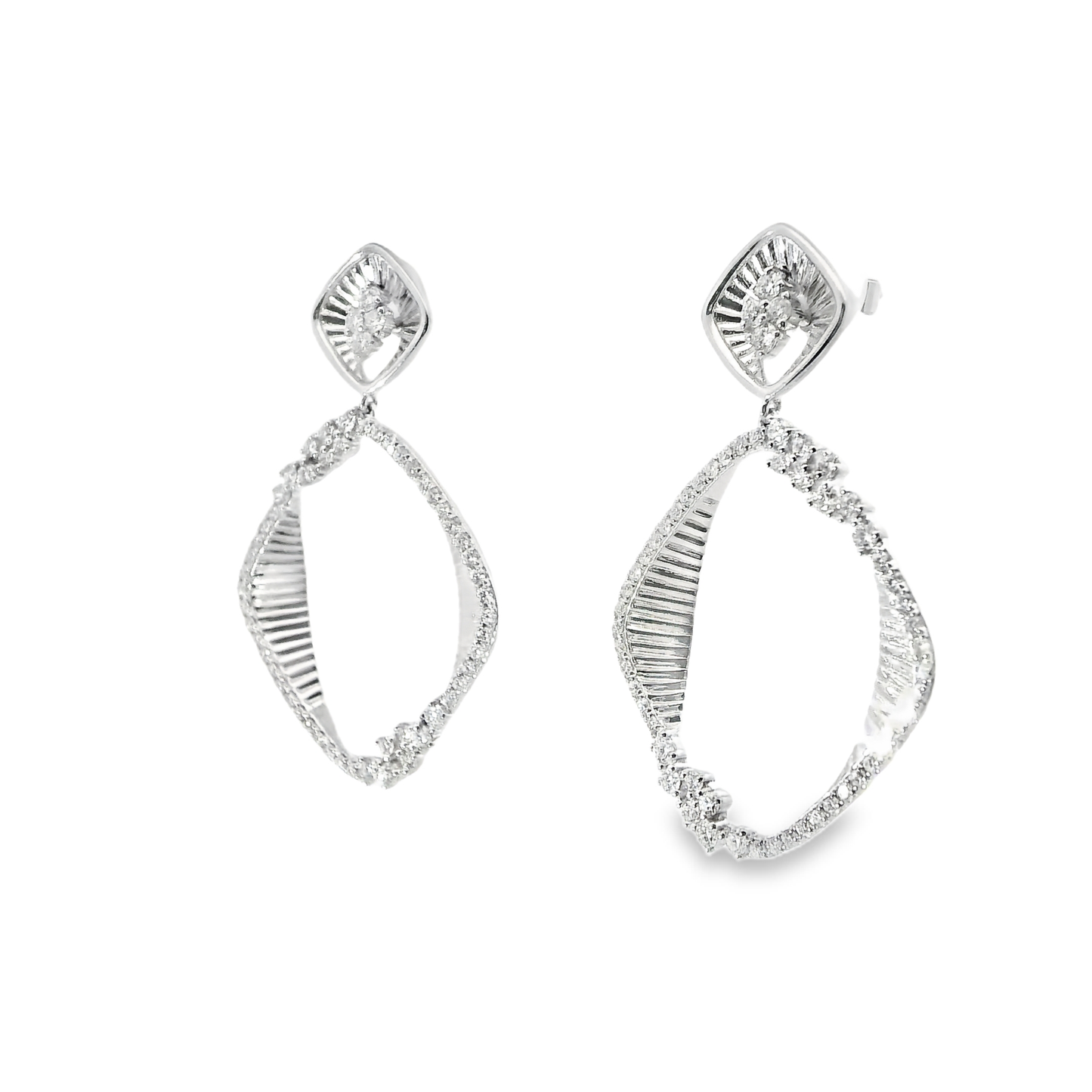 1.37CT Diamond Earrings 14k White Gold