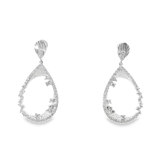 1.09CT Diamond Earrings 14k White Gold